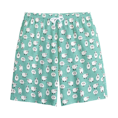 Little Sheep Pattern Print Cotton Shorts