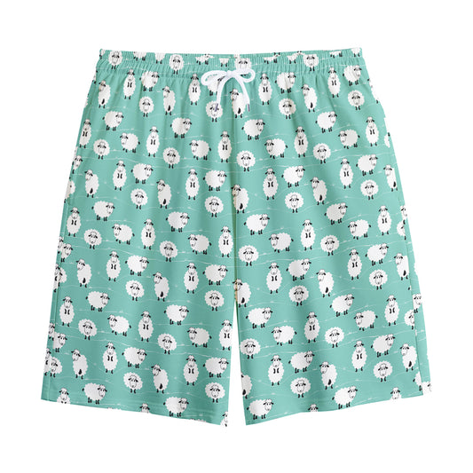 Little Sheep Pattern Print Cotton Shorts
