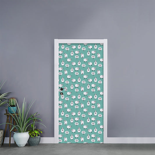 Little Sheep Pattern Print Door Sticker