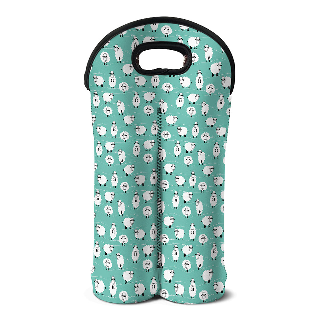 Little Sheep Pattern Print Double Neoprene Wine Tote