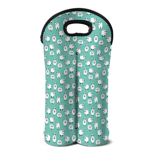 Little Sheep Pattern Print Double Neoprene Wine Tote