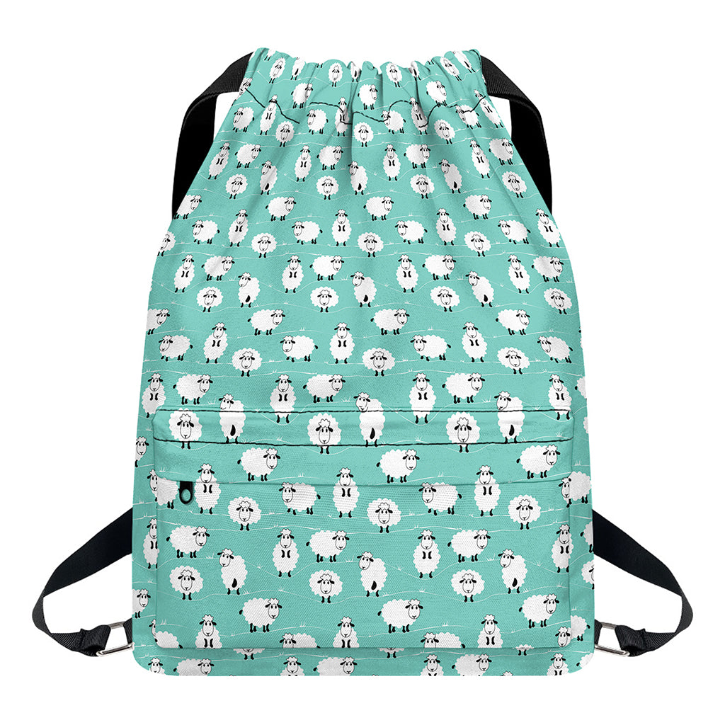 Little Sheep Pattern Print Drawstring Backpack