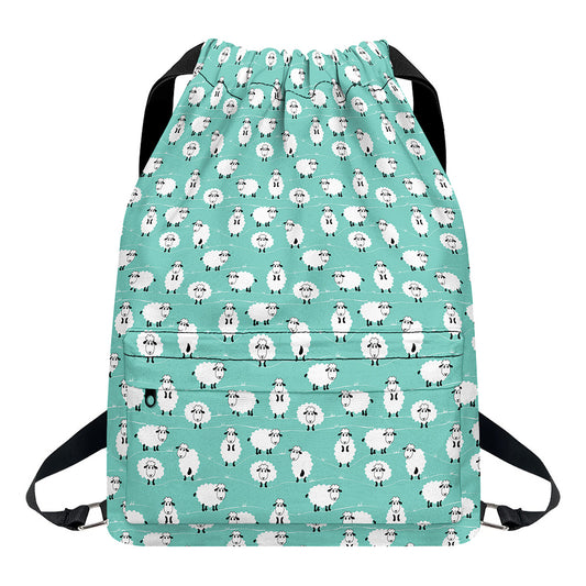 Little Sheep Pattern Print Drawstring Backpack