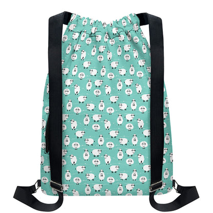 Little Sheep Pattern Print Drawstring Backpack