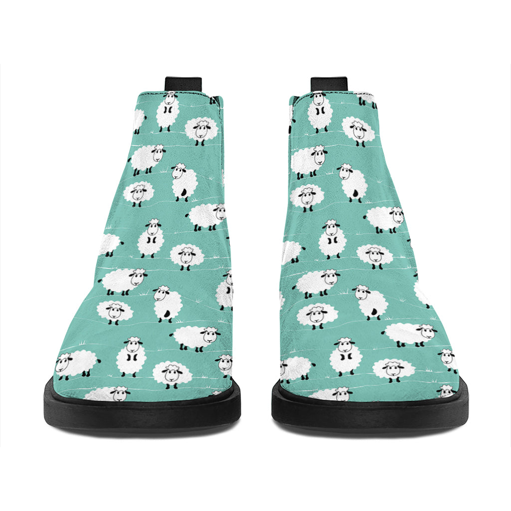 Little Sheep Pattern Print Flat Ankle Boots