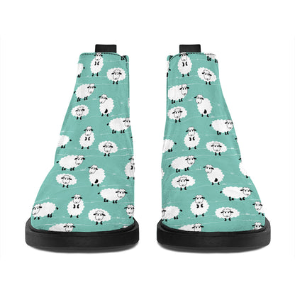 Little Sheep Pattern Print Flat Ankle Boots