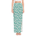 Little Sheep Pattern Print High Slit Maxi Skirt