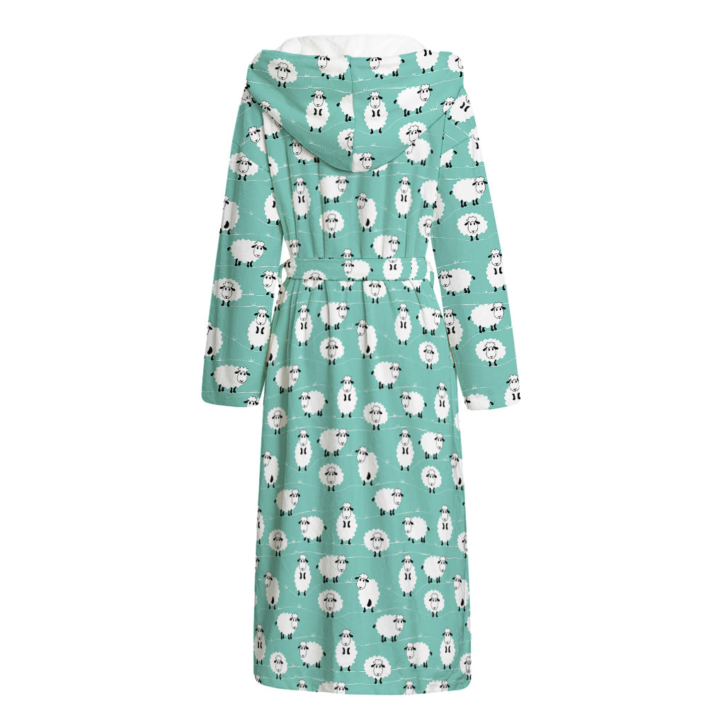 Little Sheep Pattern Print Hooded Bathrobe