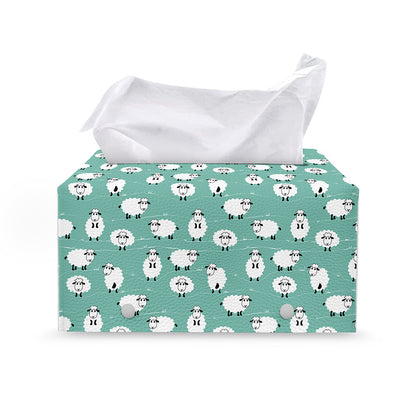 Little Sheep Pattern Print Leather Tissue Box Cover