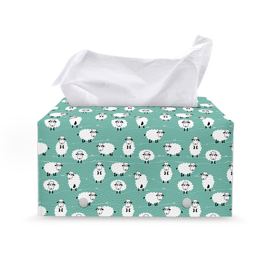 Little Sheep Pattern Print Leather Tissue Box Cover