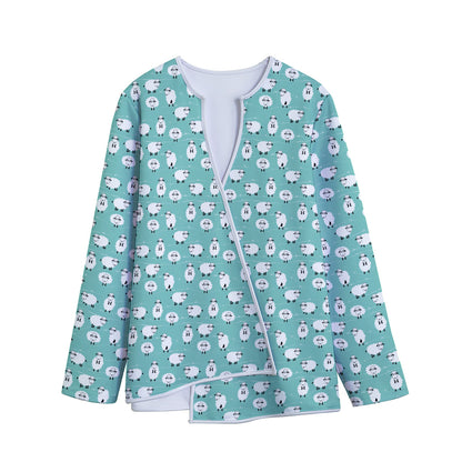 Little Sheep Pattern Print Long Sleeve Short Coat