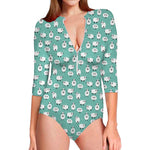 Little Sheep Pattern Print Long Sleeve Swimsuit