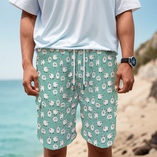 Little Sheep Pattern Print Men's Cargo Shorts