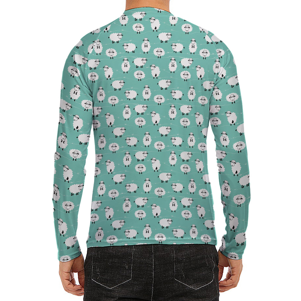 Little Sheep Pattern Print Men's Long Sleeve Rash Guard