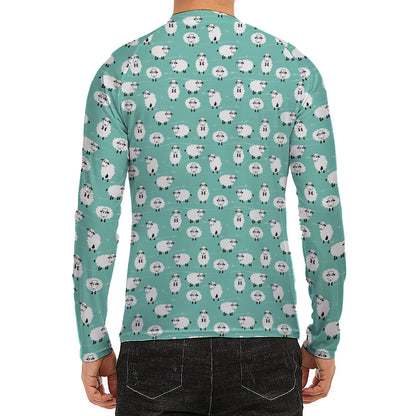 Little Sheep Pattern Print Men's Long Sleeve Rash Guard