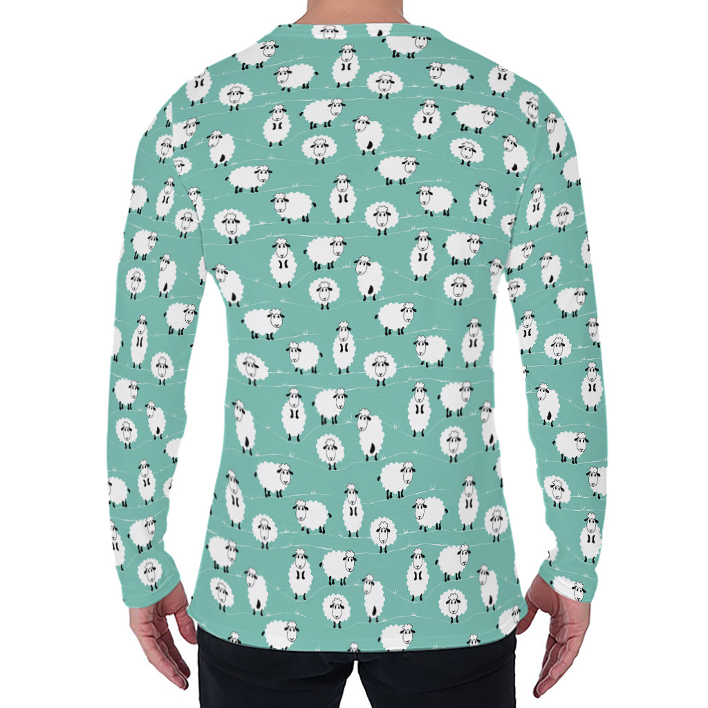 Little Sheep Pattern Print Men's Long Sleeve T-Shirt