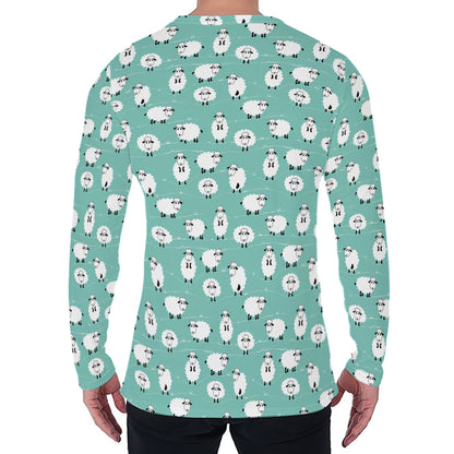 Little Sheep Pattern Print Men's Long Sleeve T-Shirt