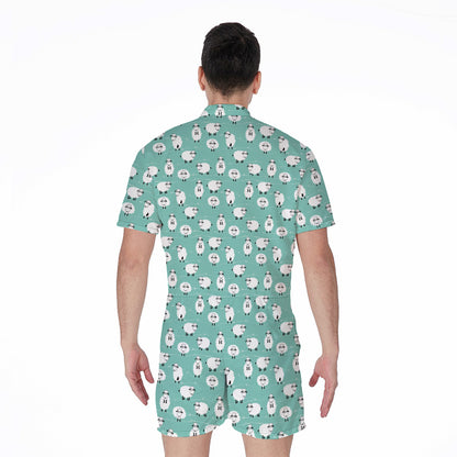 Little Sheep Pattern Print Men's Rompers