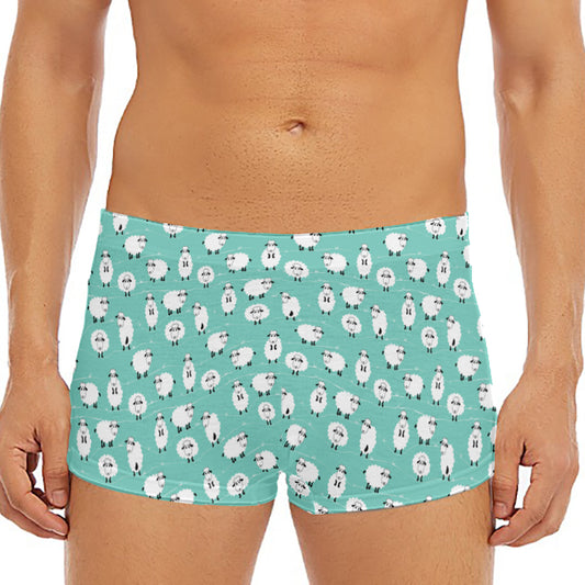 Little Sheep Pattern Print Men's Short Boxer Briefs