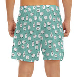 Little Sheep Pattern Print Men's Split Running Shorts