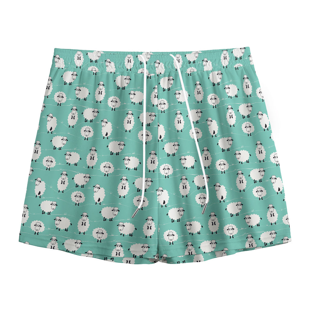 Little Sheep Pattern Print Mesh Shorts