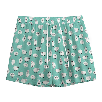 Little Sheep Pattern Print Mesh Shorts