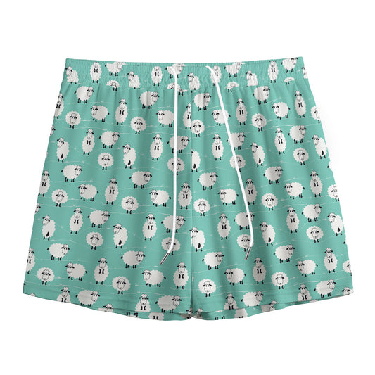 Little Sheep Pattern Print Mesh Shorts