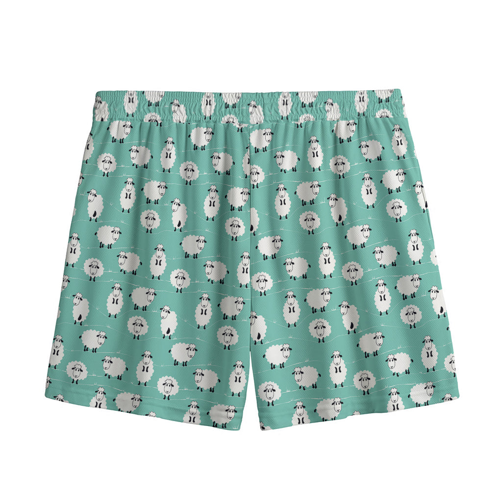 Little Sheep Pattern Print Mesh Shorts