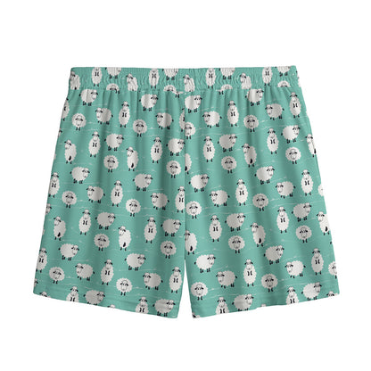 Little Sheep Pattern Print Mesh Shorts