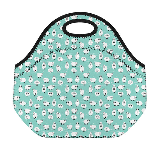Little Sheep Pattern Print Neoprene Lunch Bag