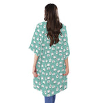 Little Sheep Pattern Print Open Front Beach Cover Up
