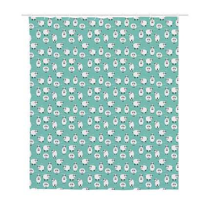 Little Sheep Pattern Print Polyester Shower Curtain