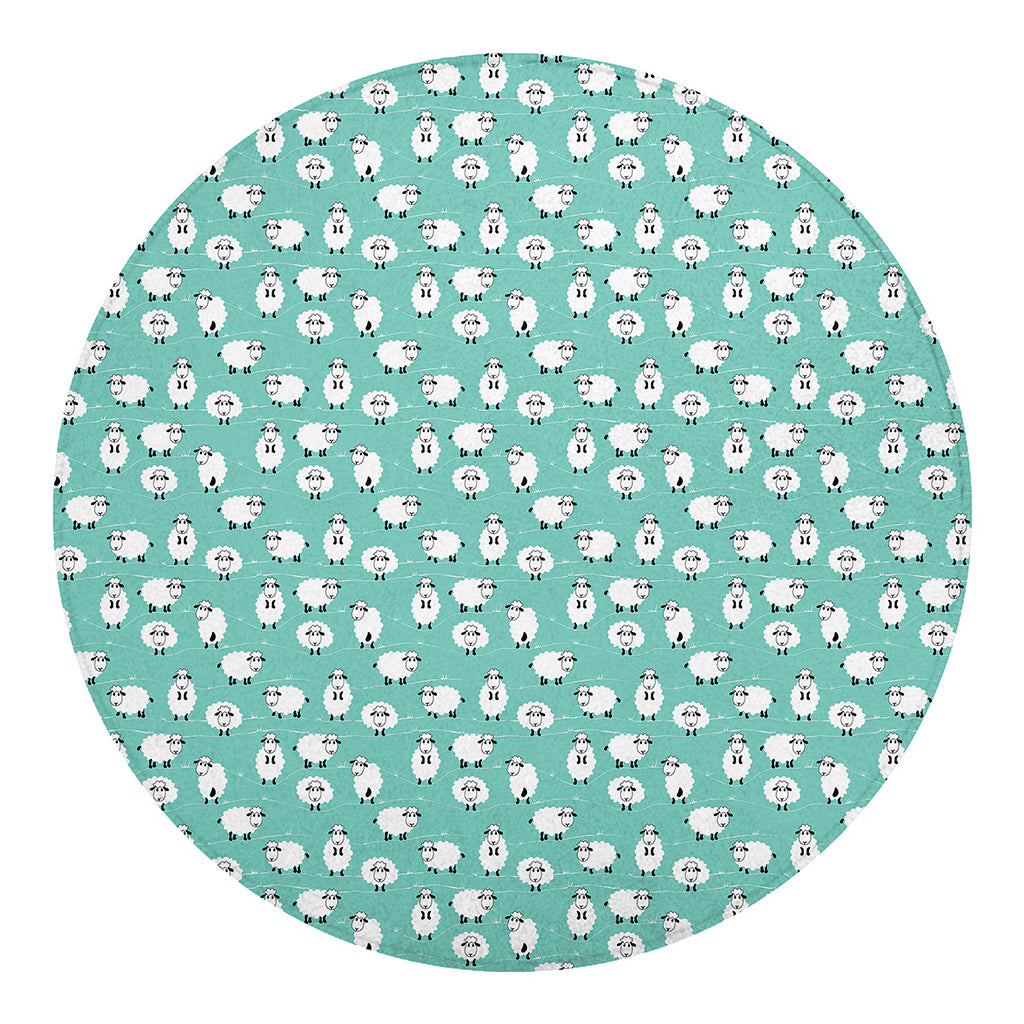 Little Sheep Pattern Print Round Blanket