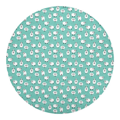 Little Sheep Pattern Print Round Blanket