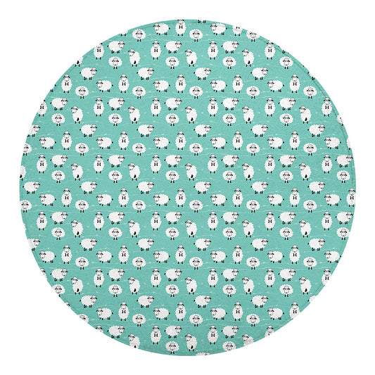 Little Sheep Pattern Print Round Blanket