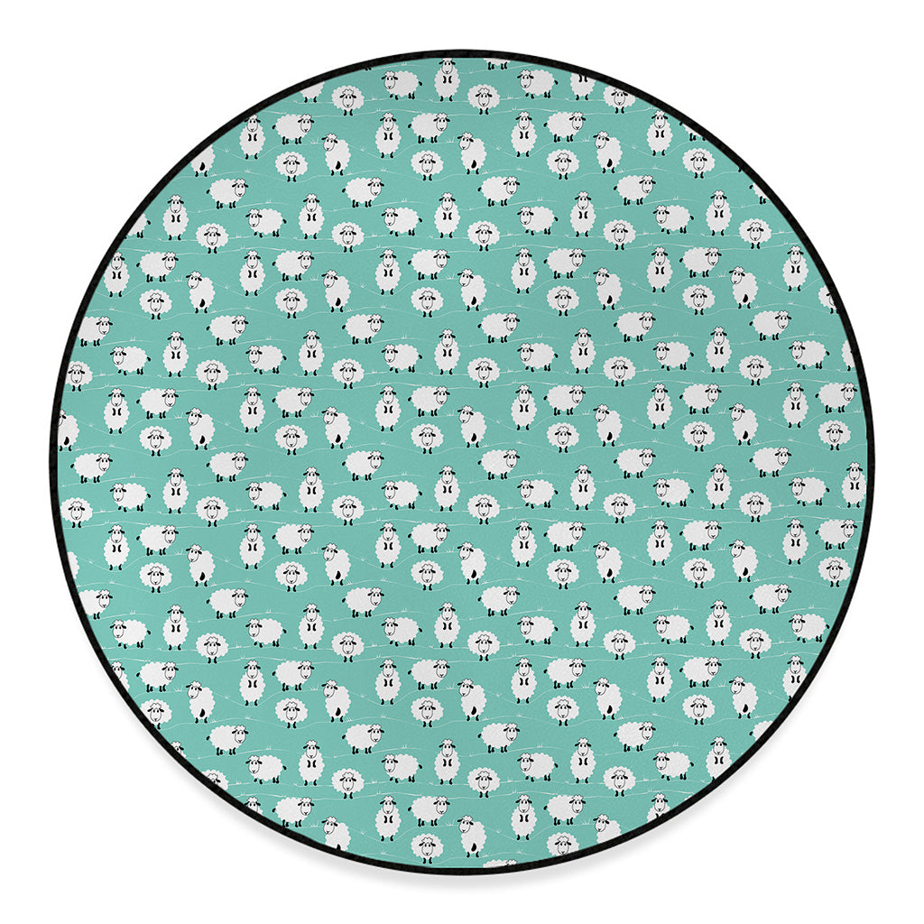 Little Sheep Pattern Print Round Floor Mat