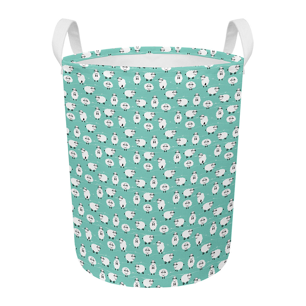 Little Sheep Pattern Print Round Laundry Basket