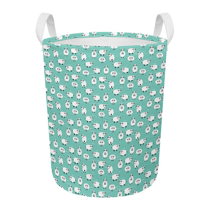 Little Sheep Pattern Print Round Laundry Basket