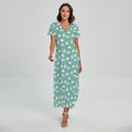 Little Sheep Pattern Print Short Sleeve Maxi Dress