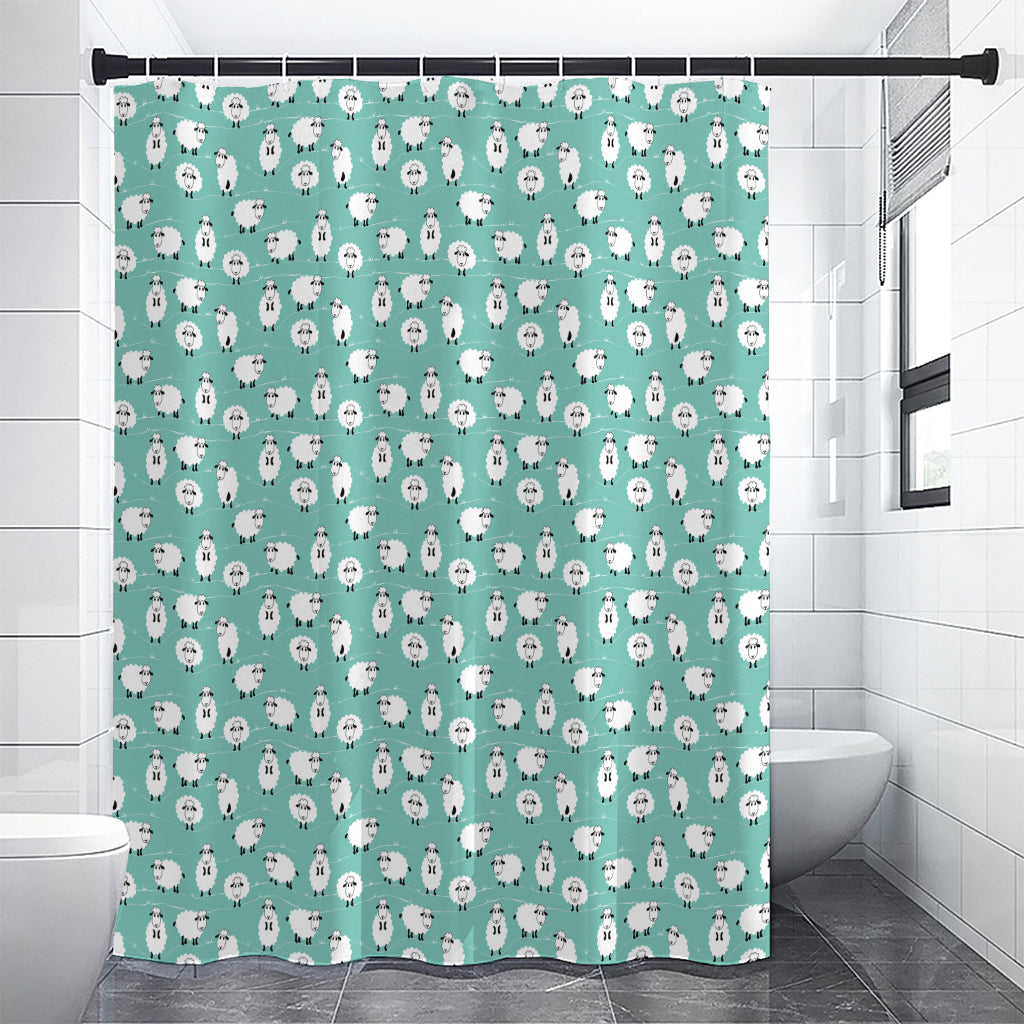 Little Sheep Pattern Print Shower Curtain