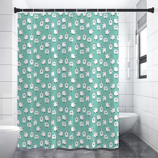 Little Sheep Pattern Print Shower Curtain