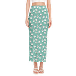 Little Sheep Pattern Print Side Slit Maxi Skirt