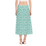 Little Sheep Pattern Print Side Slit Midi Skirt