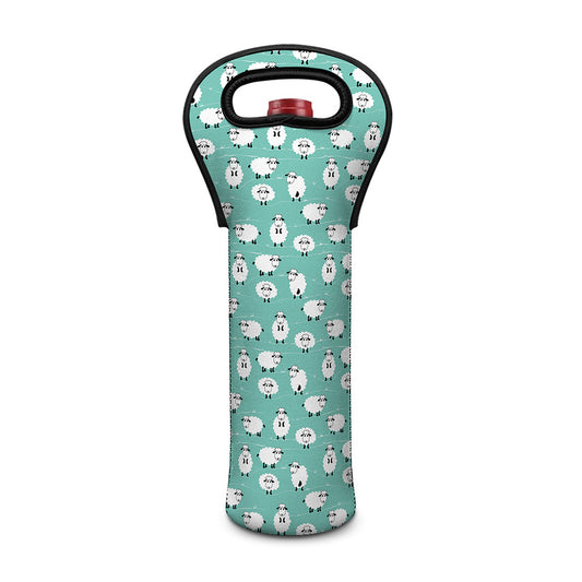 Little Sheep Pattern Print Single Neoprene Wine Tote