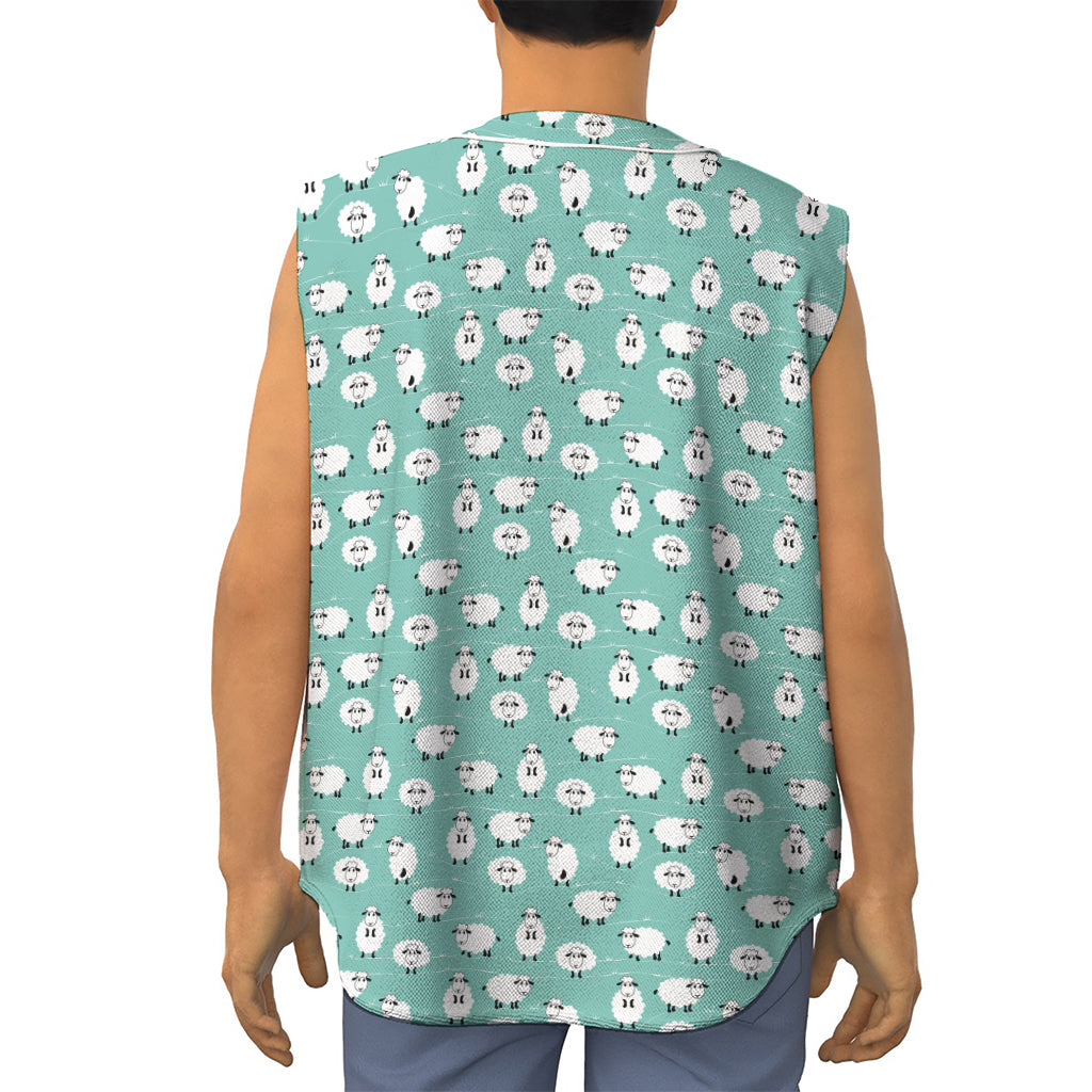 Little Sheep Pattern Print Sleeveless Baseball Jersey