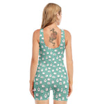 Little Sheep Pattern Print Sleeveless One Piece Swimsuit