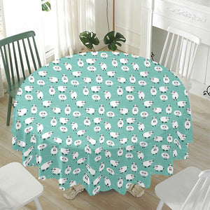 Little Sheep Pattern Print Waterproof Round Tablecloth