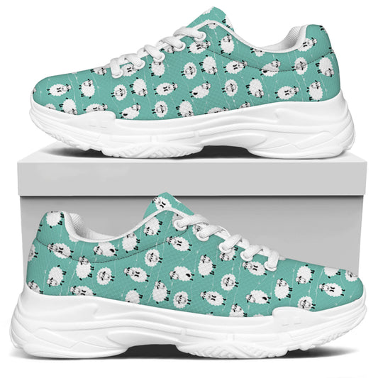 Little Sheep Pattern Print White Chunky Shoes