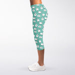 Little Sheep Pattern Print Women's Capri Leggings