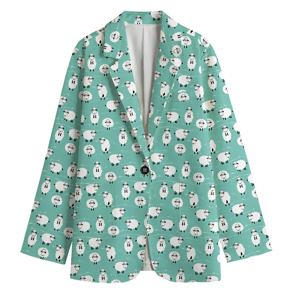 Little Sheep Pattern Print Women's Cotton Blazer